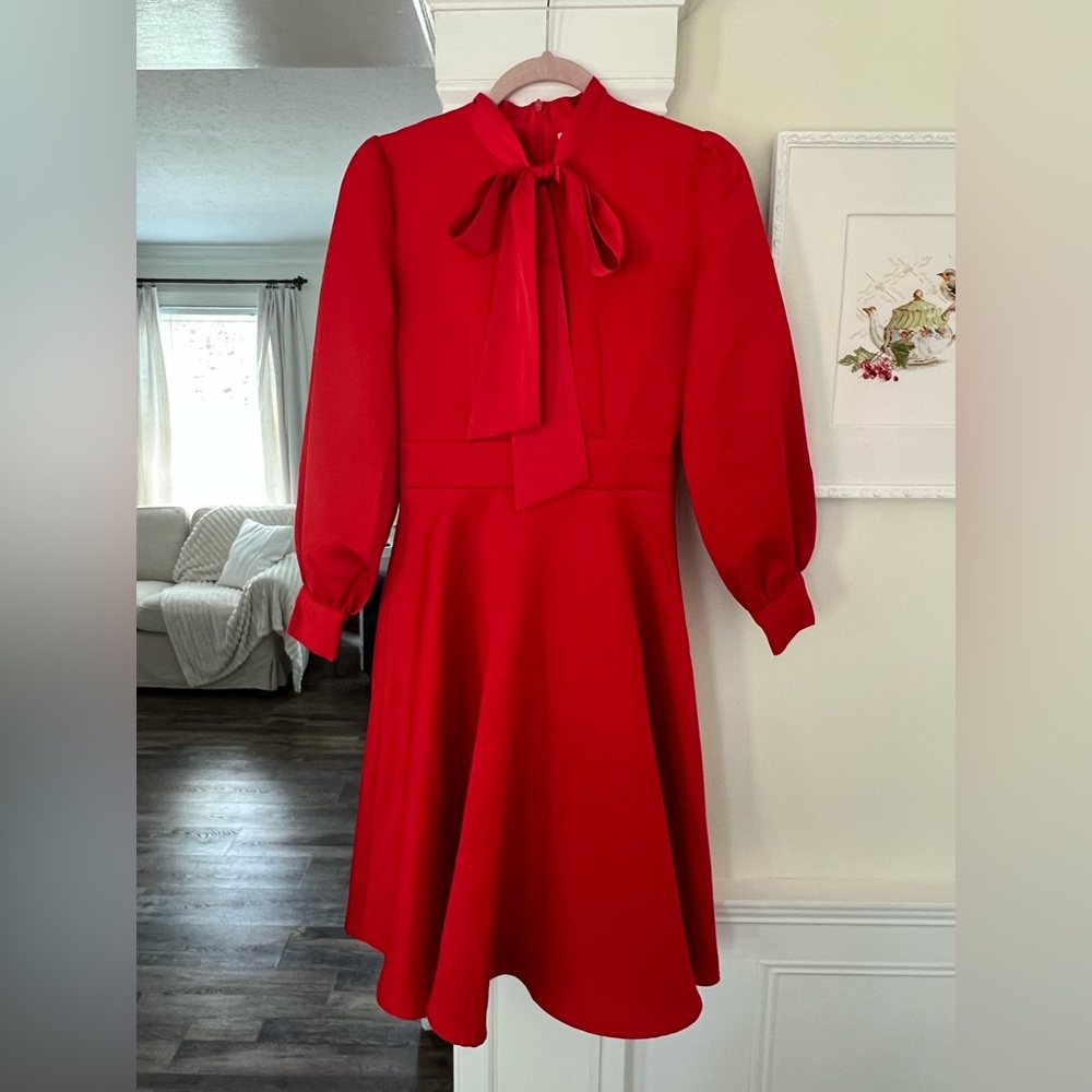 Ivy City Co Vibrant Red Long Sleeve Dress